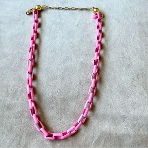 Woman’s Necklace Melania Clara Pink Enamel Chain Link Magnetic Closure
